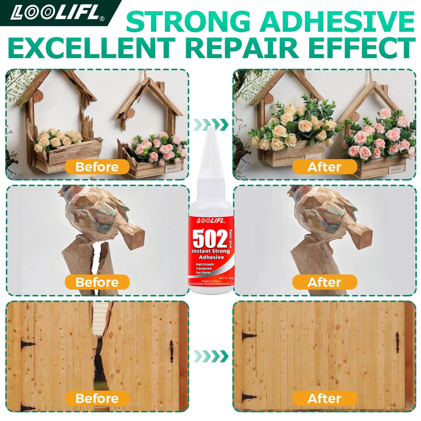 Hot Sell1-5pcs 502 Super Glue Instant Quick-drying  Adhesive, Leather, Rubber, Wood, Metal, Strong Bond Liquid Glue.