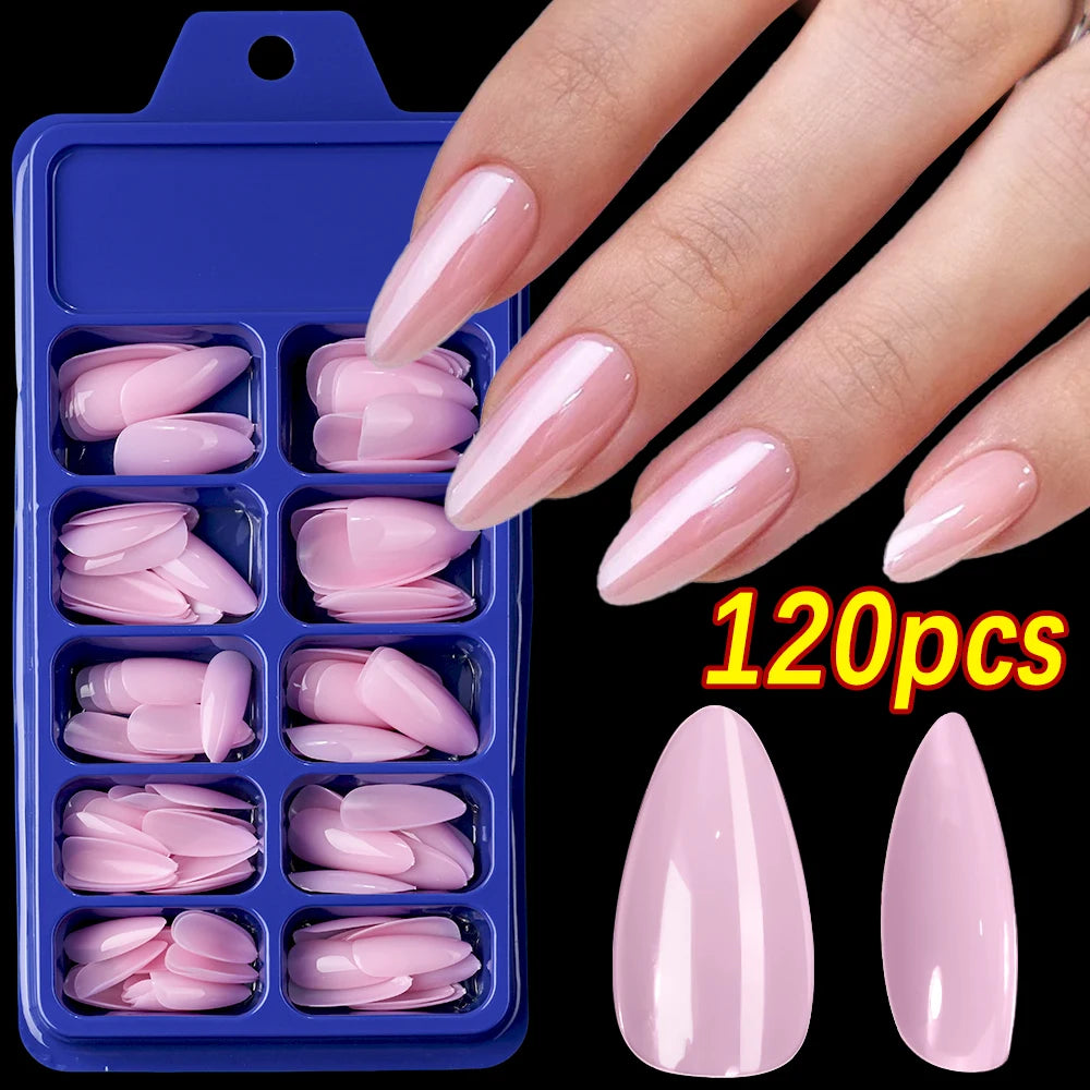 120Pcs Red Short Square Fake Nails  Full Cover Press on Acrylic Fingertip.