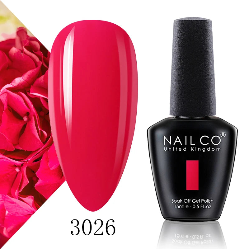 NAILCO 15ml Color Gel Nail Polish Soak Off, Hybrid Varnishes Manicure, UV&LED Nail Gel Semi Permanent Lacquer Base Top Coat.