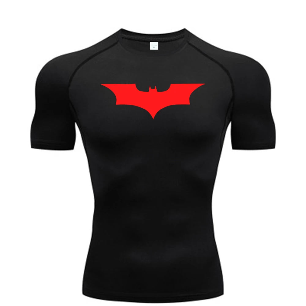 Bat man Printed Men's Tight T-Shirt Running Compression , T Shirt Gym Fitness , Short Sleeve Male Casual Shirt Tops