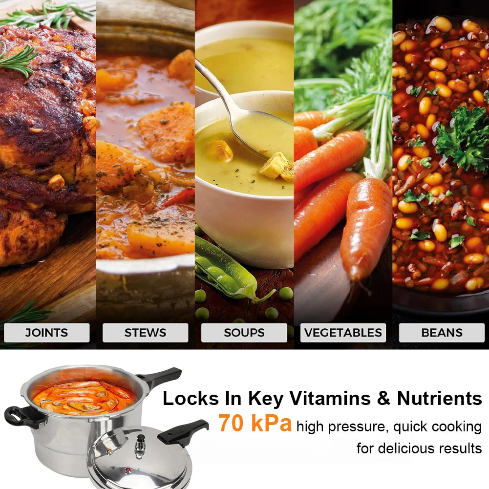 Aluminum Pressure Cooker with Steaming Plate, Aluminum Alloy Small Pressure Cooker for Gas & Induction Stove.