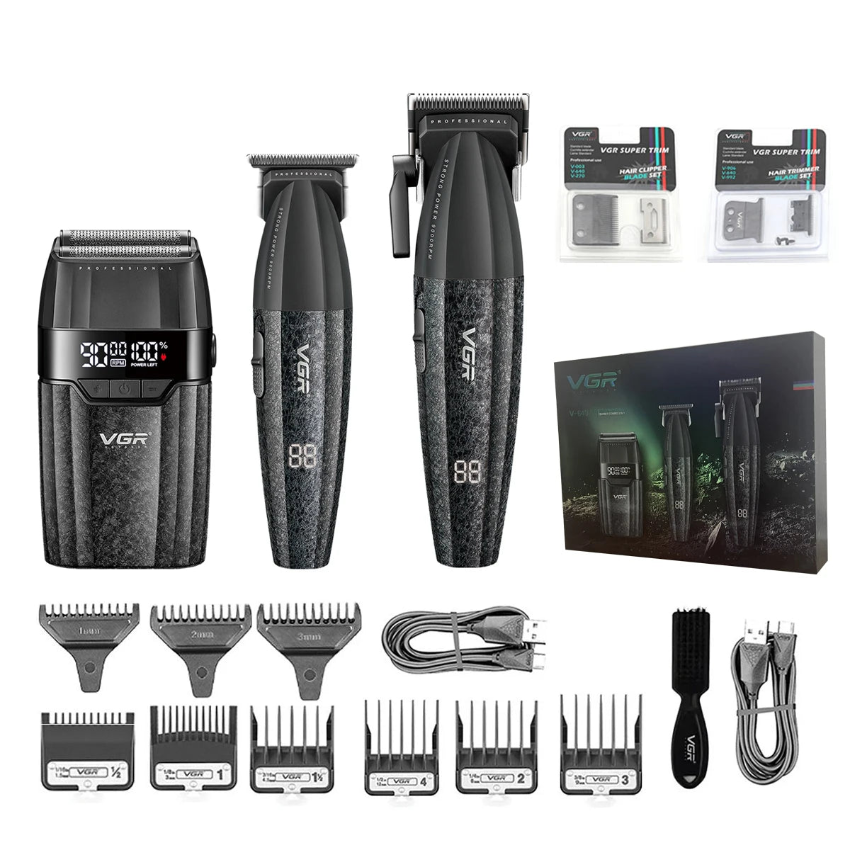 VGR Hair Clipper Professional 9000RPM Hair Cutting Machine, Face Shaver, Reciprocating Beard Trimmer, Hair Trimmer for Men V-640 S3.