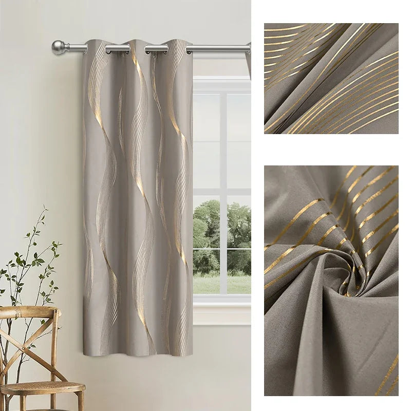 1pc/2pcs Wave and Marble 100% Blackout Curtains, Hot Stamping and Silver Curtains.