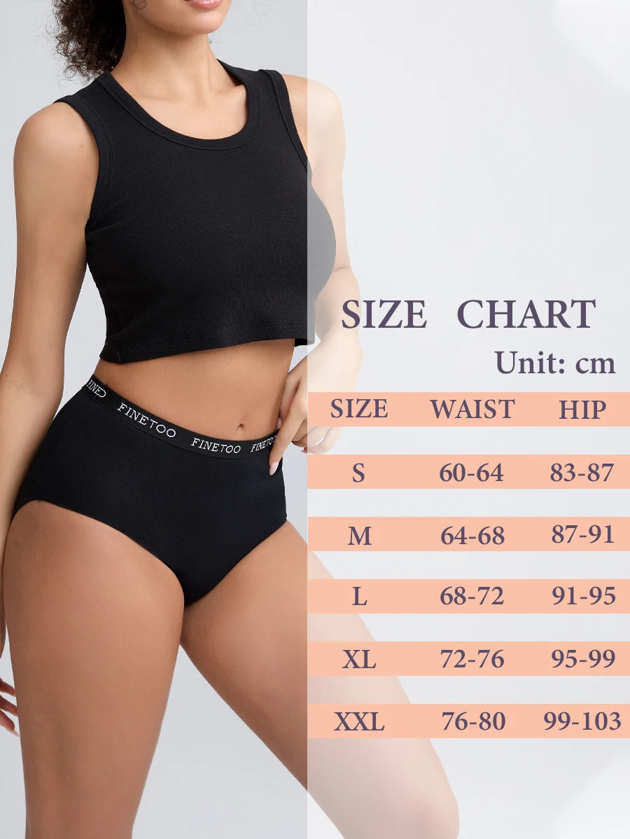 4Pcs S-XXL Cotton High Waist Underpants, Women's Seamless Elastic Panties.