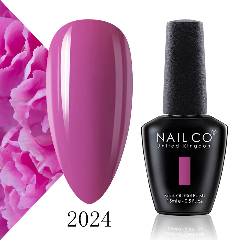NAILCO 15ml Color Gel Nail Polish Soak Off, Hybrid Varnishes Manicure, UV&LED Nail Gel Semi Permanent Lacquer Base Top Coat.