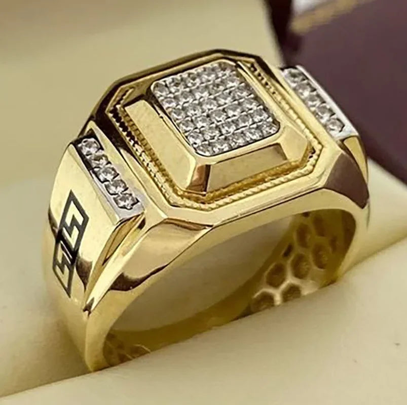 New Hot Sale Fashion Retro Style Square Black Mirror Men Ring.