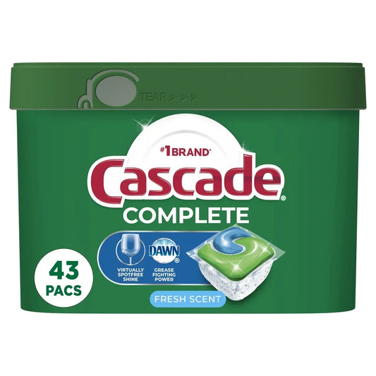 Complete Action Packs Dishwasher Detergent Pods, Fresh Scent 43 Count.