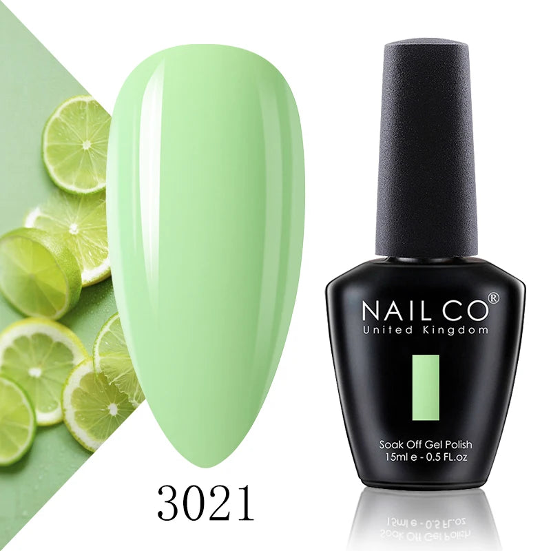 NAILCO 15ml Color Gel Nail Polish Soak Off, Hybrid Varnishes Manicure, UV&LED Nail Gel Semi Permanent Lacquer Base Top Coat.