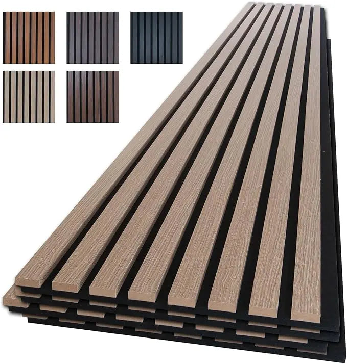 Panels for Wall, 4-Piece 96" x 12.6" Soundproof Wood Slat Panel ,for Interior Wall Decor. (Dark Walnut)