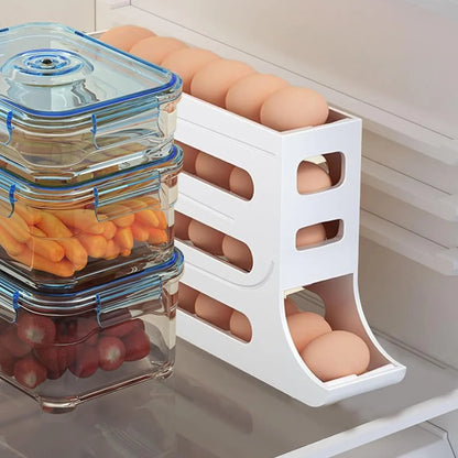 4 Tiers Egg Holder for Fridge, Automatic Egg Rolling Rack, 30 Eggs Storage