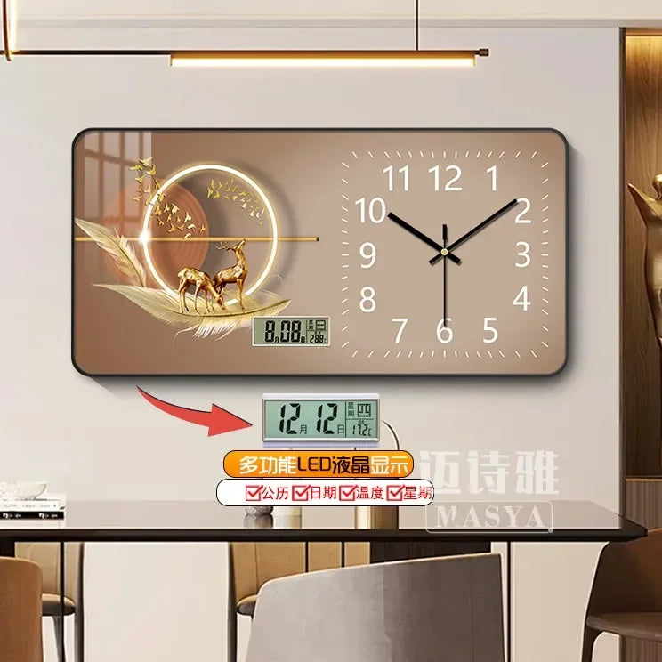 Digital Luxury Large Wall Clock, silent Timepiece,  Living Room Decorations!!