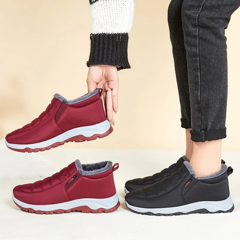 Thickened Fleece Lined Winter Boots Women, New Style Casual round Toe Flat Heel Walking Boots.