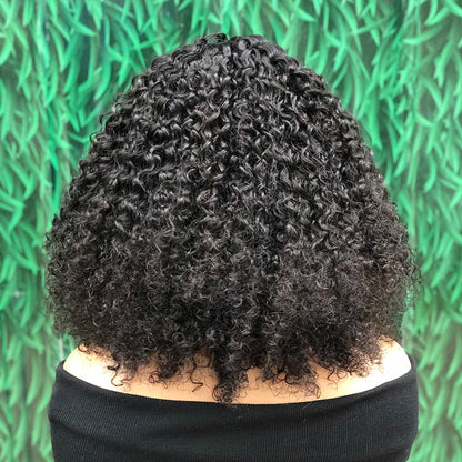 Braided Human Hair Wig 13x4 Lace Front  African Curly Human Hair Transparent Lace