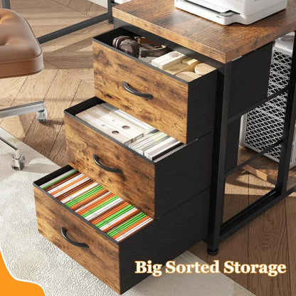 L Shaped Gaming Desk with LED Lights & Power Outlet 48Inch