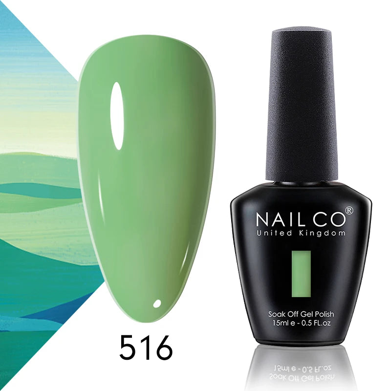 NAILCO 15ml Color Gel Nail Polish Soak Off, Hybrid Varnishes Manicure, UV&LED Nail Gel Semi Permanent Lacquer Base Top Coat.