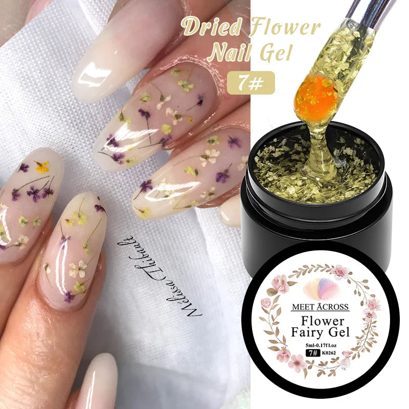 5ml Pink Dried Flower Nail Gel Polish, Semi Permanent Natural Flower Fairy Nail Art, Gel Soak Off, UV Painting Varnishes For Nails.