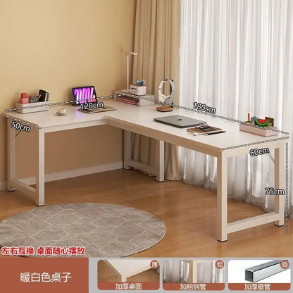L Shaped Computer Desk, Home Office Desk with 2 Drawer and Bookshelf.