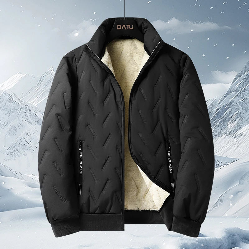 Men's hooded warm short jacket, winter zipper pocket outdoor sports and leisure clothes windproof.