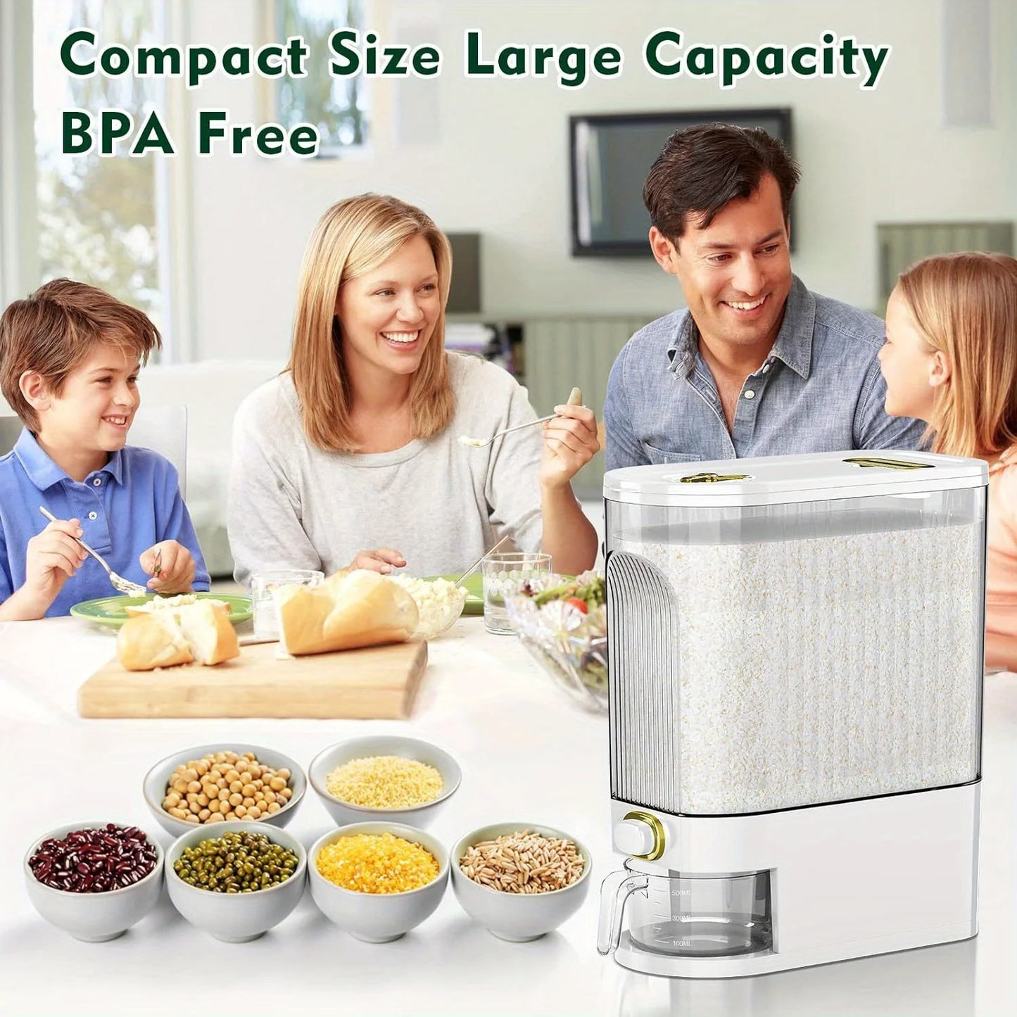 5kg/10kg Rice Dispenser Large Storage Container with Measuring Cup