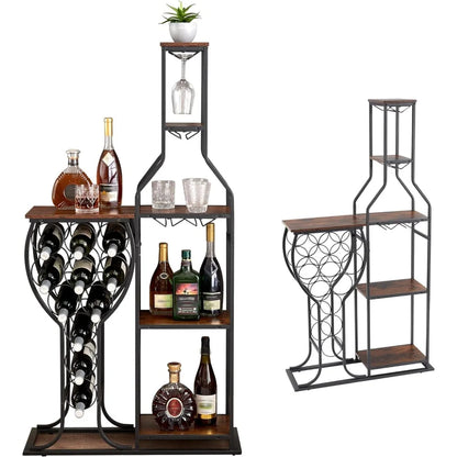 5-Tier Wine Rack Freestanding 11 Bottles Modern Wine Holder