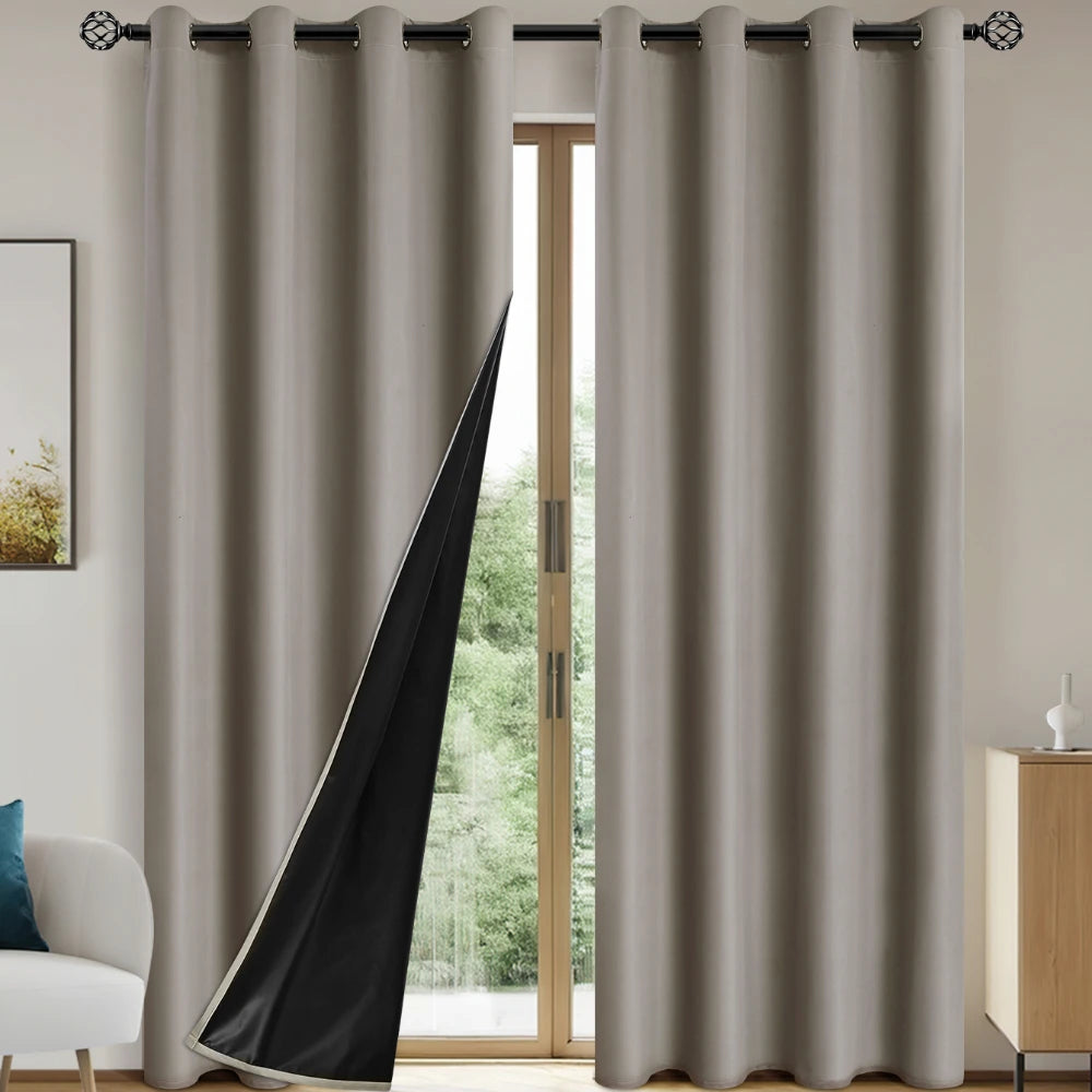 1panel Solid 100% Blackout Curtains with Grommets, Total Privacy Drapes for Bedroom, Living Room, Home Decor.