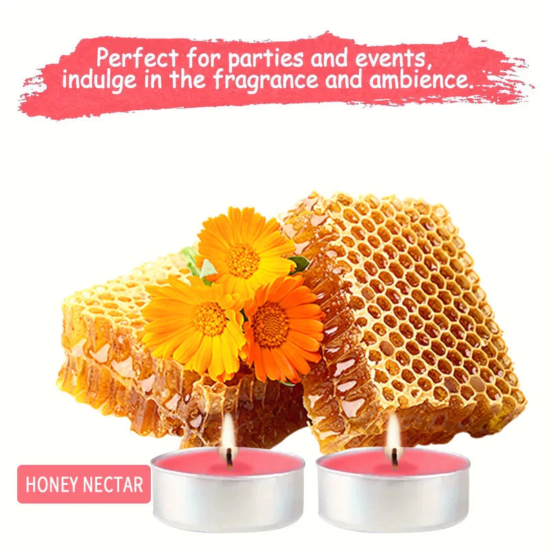 Air Fusion 100 Count Tea Lights Candles Tangerine, Honey Nectar, Scented Smoke-free Drip-free.