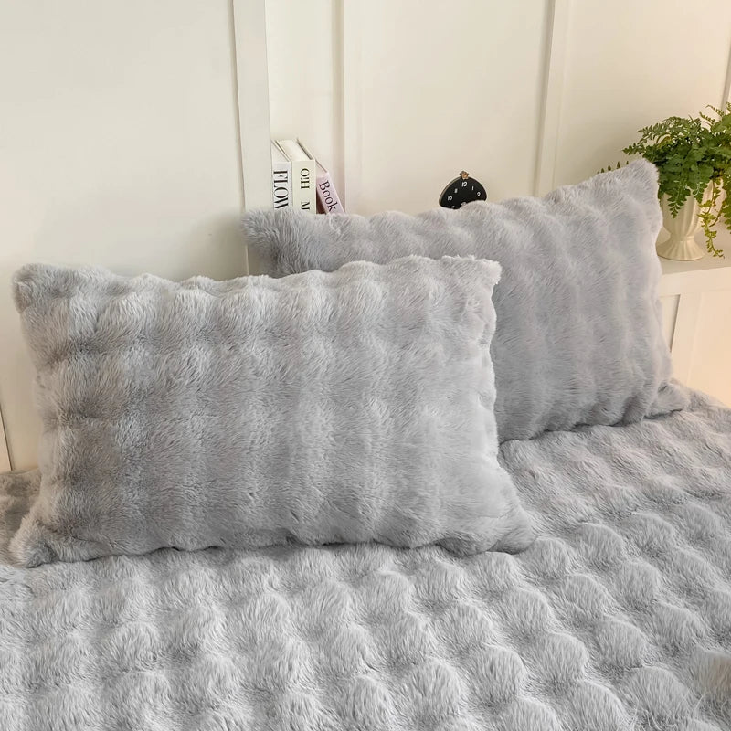 2pcs Fluffy Plush Pillowcase 48x74cm Winter Warm Thickness Soft Rabbit Fleece.
