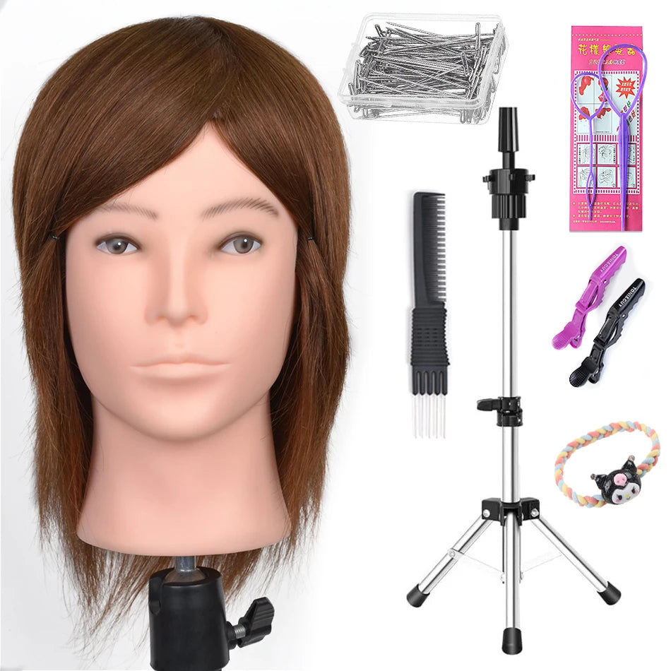 100% Real Human Hair Mannequin ,Styling Heads Cosmetology Practice Heads.