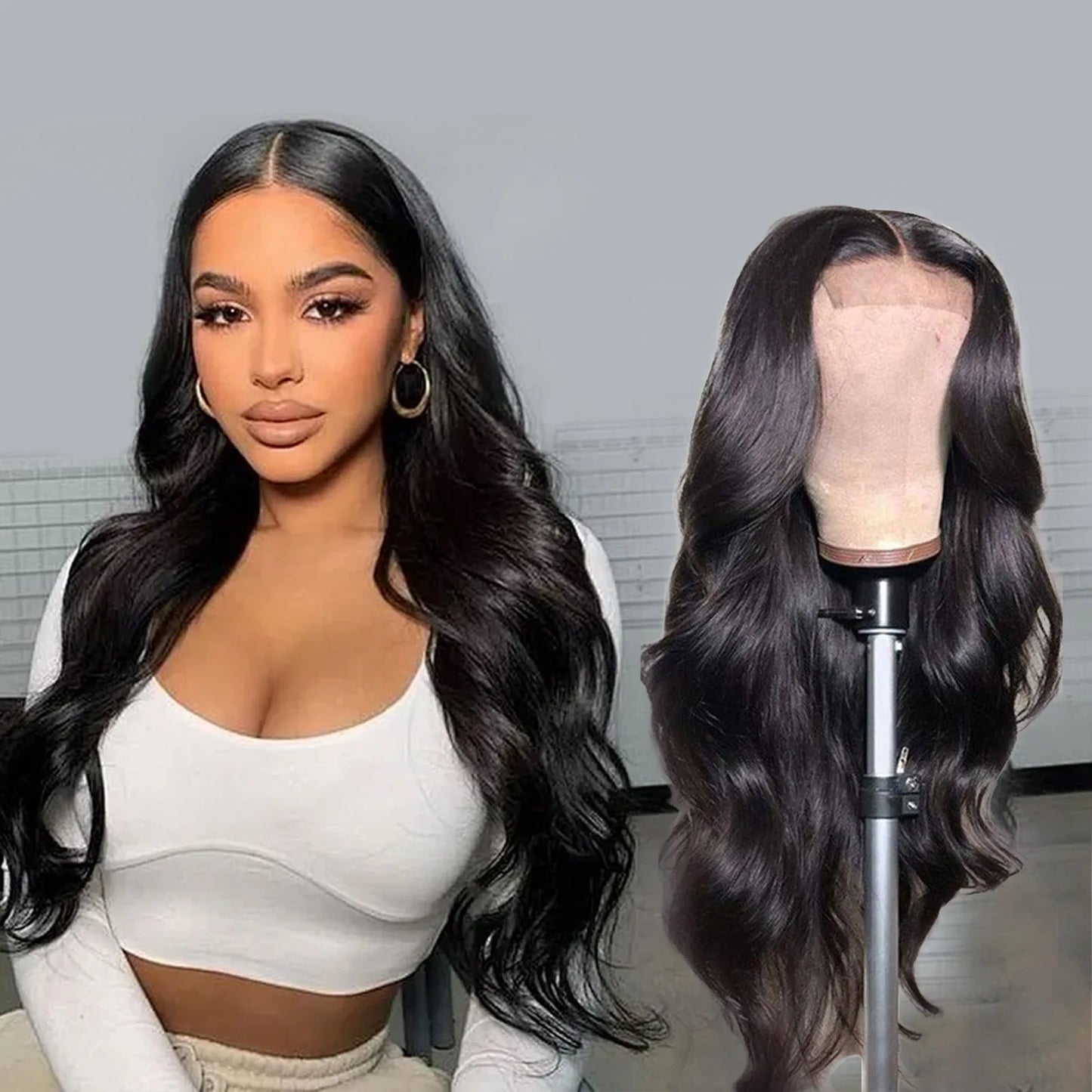 Synthetic Wig Long Lace Black Wavy Wig for Women