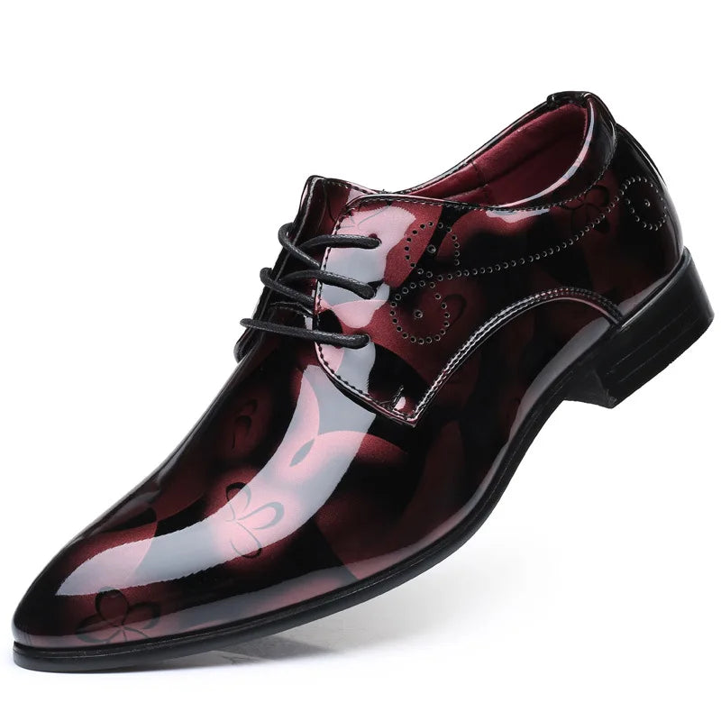 Luxury Men Oxford Shoes, Retro Floral Pattern Men Dress Shoes, Lace-Up Flats High Quality Business Party Wedding Shoes.