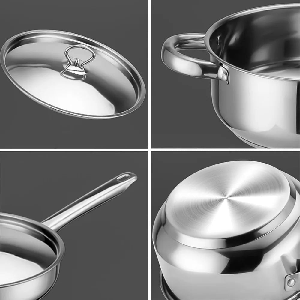 15-Piece Stainless Steel Cookware Set with Pots, Pans & Utensils - Induction Safe & Dishwasher Safe