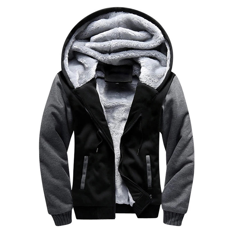 Men's Jacket Winter Camouflage Fleece Thicken Hooded Jackets, Casual Zip Up Hoodies Streetwear Coats.