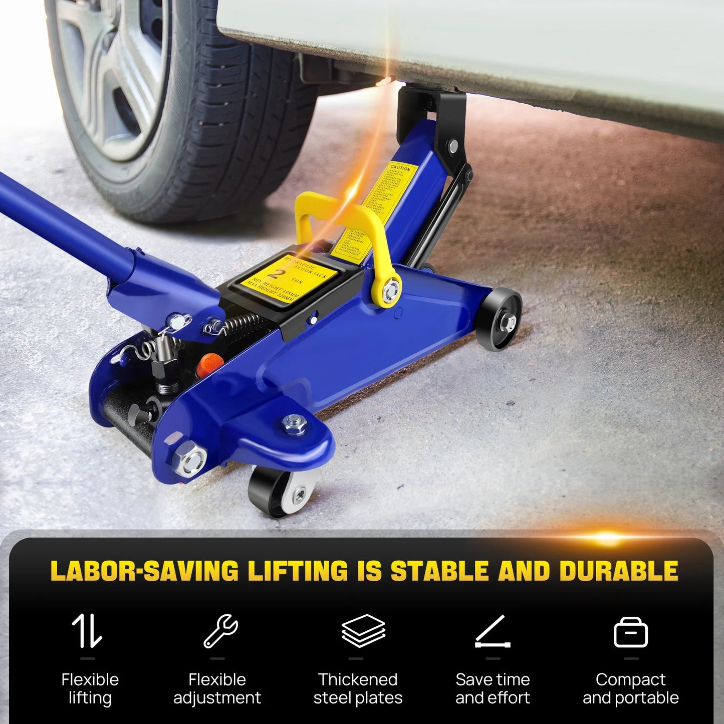 Hydraulic Trolley Floor Jack, Heavy Duty 2 Ton Low Profile Lifting for Car Van.