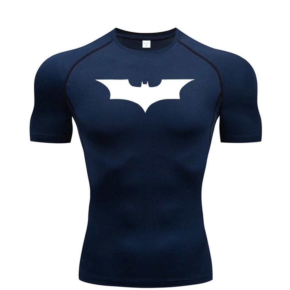 Bat man Printed Men's Tight T-Shirt Running Compression , T Shirt Gym Fitness , Short Sleeve Male Casual Shirt Tops