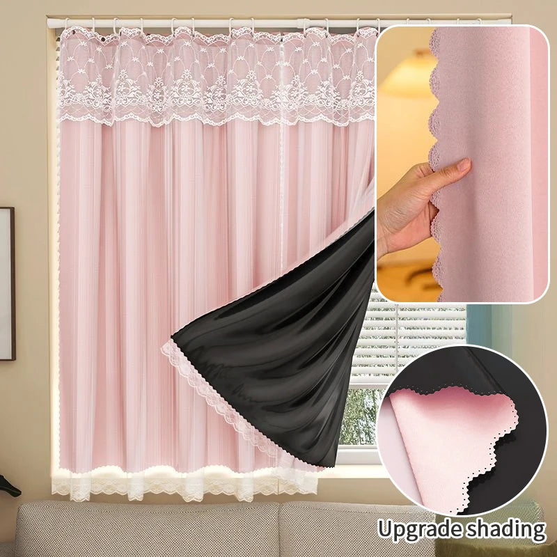 Curtains for Window Room Decoration, Lace Curtains Double Layers Blackout Curtains.