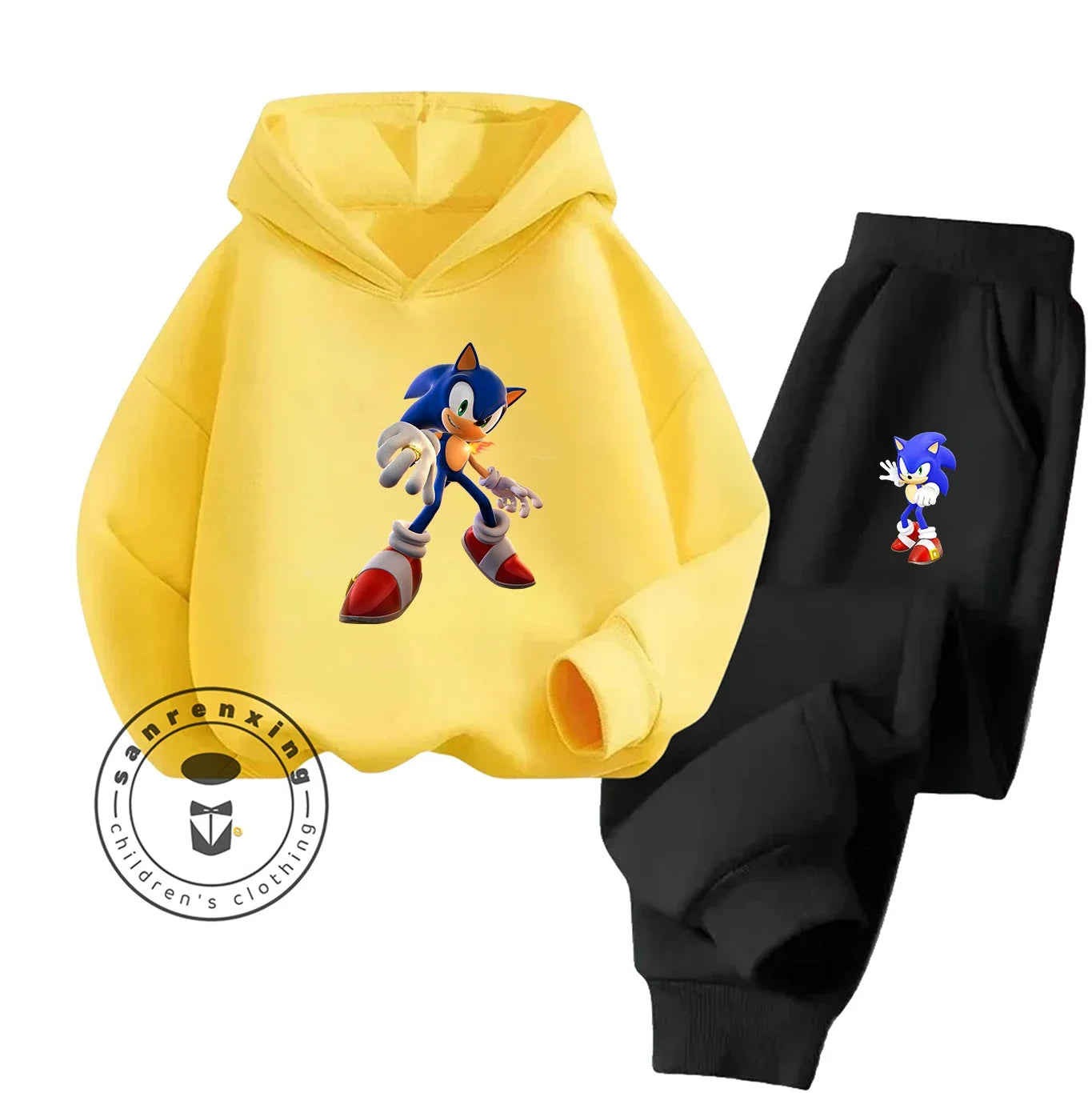 Sonic 2D Cartoon Printed Hoodie Set, 2025 Fashion For Kids, Teens, Boys, Girls Casual Autumn Winter wear.