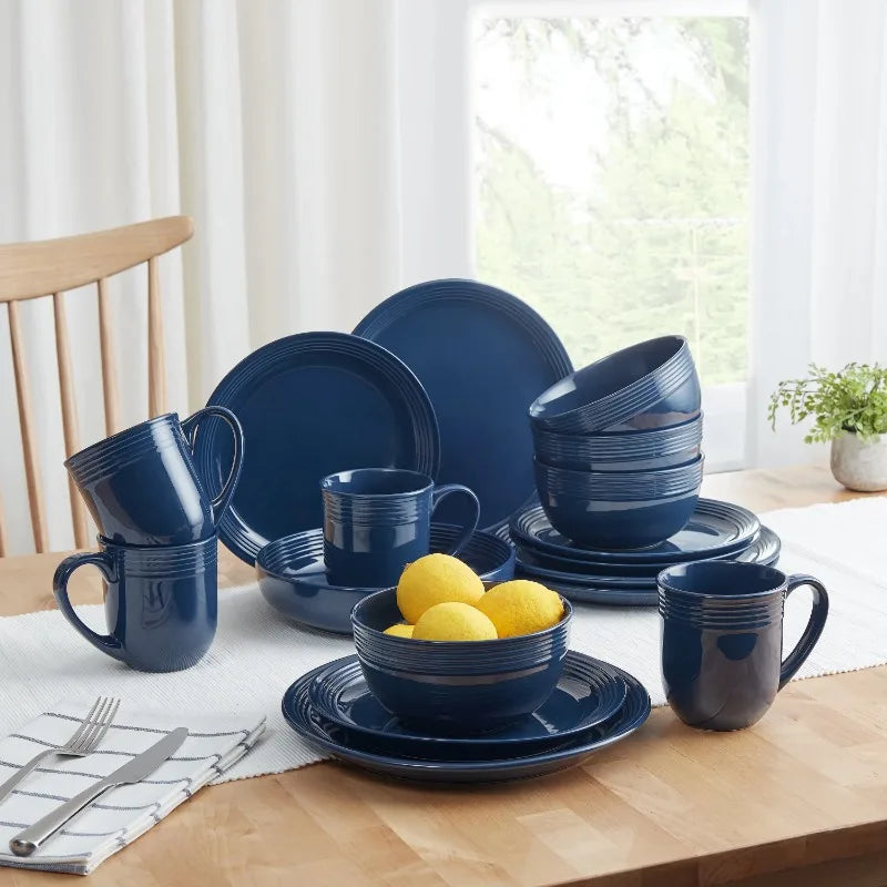 Beautiful 16-piece earth ware tableware set, available in multiple colors, easy to clean, suitable for home use.