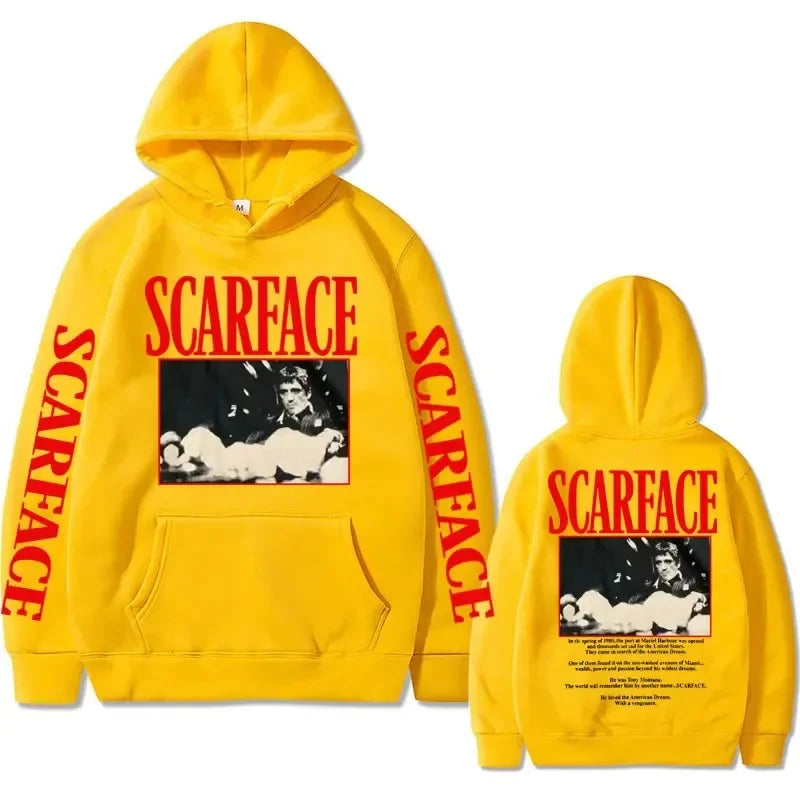 Vintage 90s Movie Scarface Tony Montana Hoodie Casual Pullover.