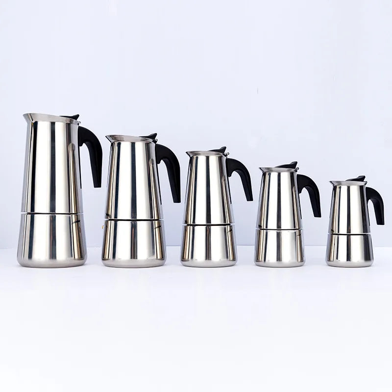 Italian Stainless Steel  Coffee Pot for Espresso 2/4/6/9/12 Cups Home and Office Use.
