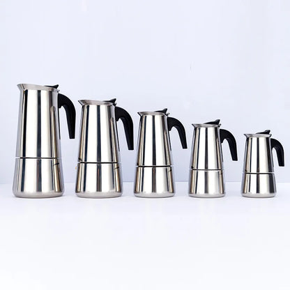 Italian Stainless Steel  Coffee Pot for Espresso 2/4/6/9/12 Cups Home and Office Use.
