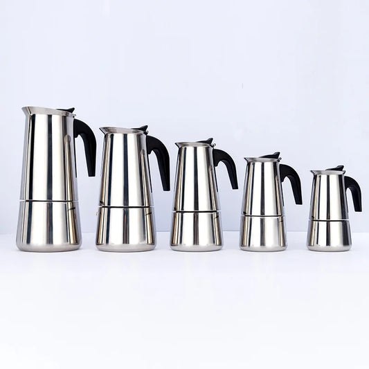 Italian Stainless Steel  Coffee Pot for Espresso 2/4/6/9/12 Cups Home and Office Use.