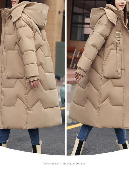 Long Winter  Coat Women Cotton Warm Hooded Puffer Jacket