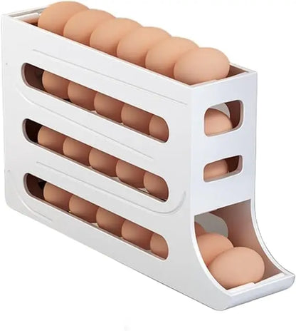 4 Tiers Egg Holder for Fridge, Automatic Egg Rolling Rack, 30 Eggs Storage