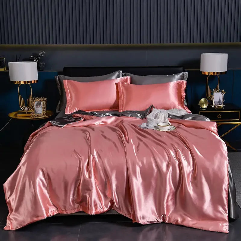 Luxury 100% Silk Bedding  with Duvet Cover4pcs Bed Cover
