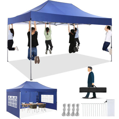 10x15 Heavy Duty Pop up Canopy,  with 4 sidewalls, Commercial  Canopy Wedding, Party Tents.