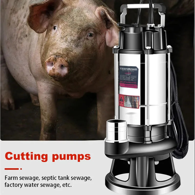 Cutting Sewage Pump, 220V Feces Pumping Mud Sewage Pump, Small Household Submersible Pump, Septic Tank Pump.