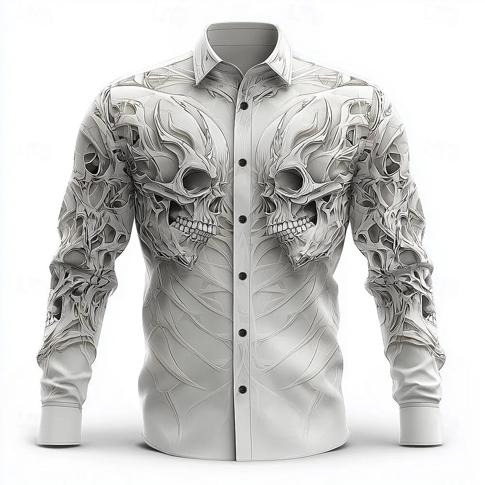 Hip Hop Skull Print Men Streetwear 2025 Long Sleeve Graphic.