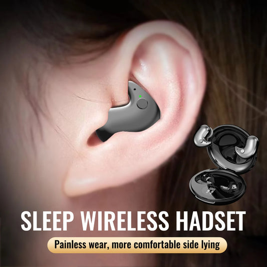 Sleep Invisible Earphone, Mini Hidden Headphones, In Ear IPX5 Waterproof Earbuds with Mic, HIFI Music Headset.