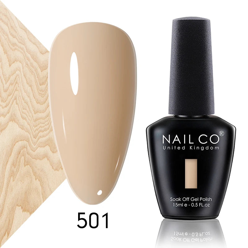 NAILCO 15ml Color Gel Nail Polish Soak Off, Hybrid Varnishes Manicure, UV&LED Nail Gel Semi Permanent Lacquer Base Top Coat.