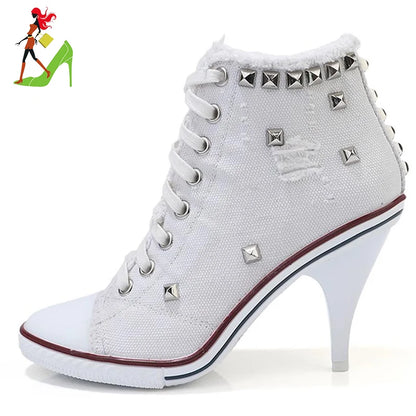 Women Boots, Short High Heels For Women,  Ankle Boots Side zipper strap